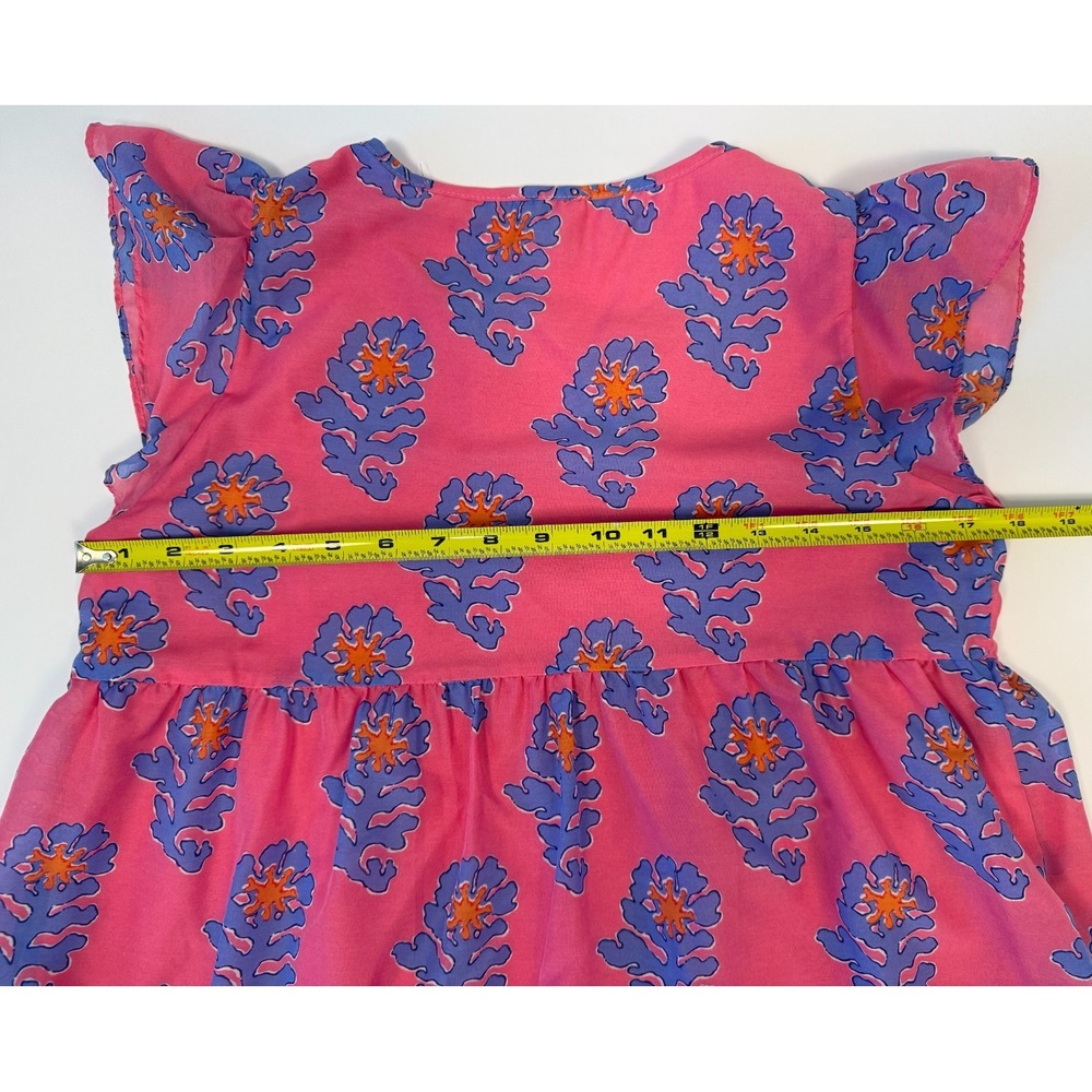 J Marie Piper‎ Ruffle Dress Pink Floral Tiered Mini Size Small Boho Summer - Picture 11 of 16